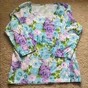 Purple & blue rose floral top